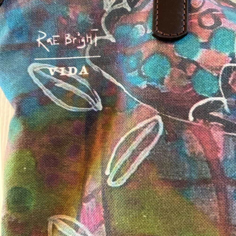 Vida Rae Bright Large Fabric/Leather Tote - Picture 4 of 13